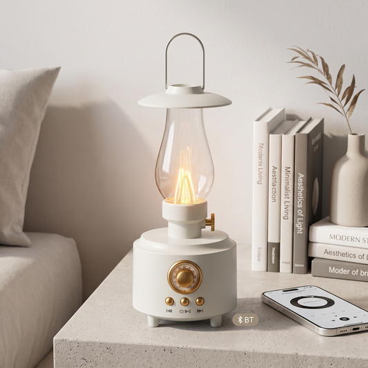 Vintage Lantern Bluetooth Speaker with Warm LED Flame Light