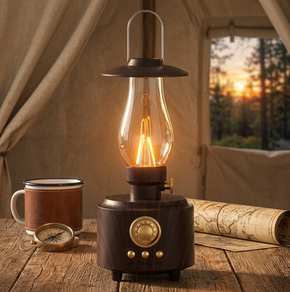 Vintage Lantern Bluetooth Speaker with Warm LED Flame Light