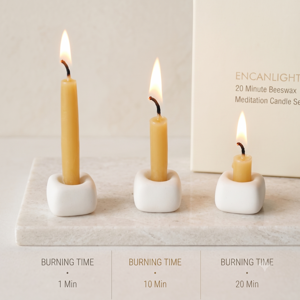 20-Minute Beeswax Meditation Candles – Smokeless Natural Beeswax Prayer & Mindfulness Candles (Set of 20)