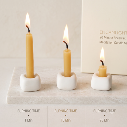 20-Minute Beeswax Meditation Candles – Smokeless Natural Beeswax Prayer & Mindfulness Candles (Set of 20)