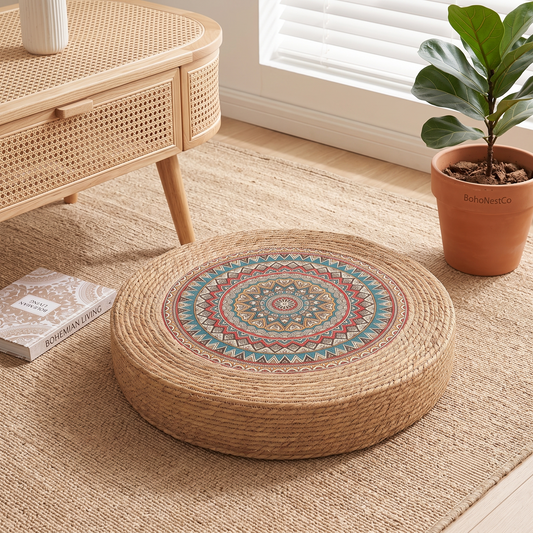 Natural Handwoven Meditation Cushion – Zen Floor Seat for Yoga & Mindfulness