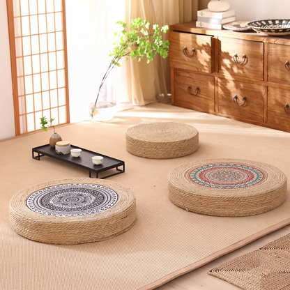 Natural Handwoven Meditation Cushion – Zen Floor Seat for Yoga & Mindfulness
